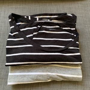 Two XL striped maternity T-shirts (black/grey)